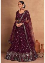 Georgette Wine Party Wear Sequins Work Lehenga Choli